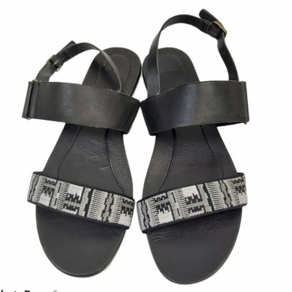 TEVA Avalina Black Leather Slip-on  Slingback Sandals sz 10